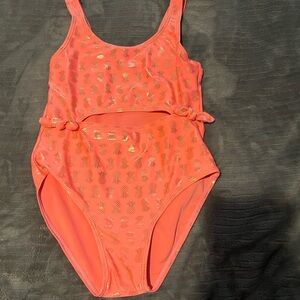 Coral Pineapple Print Kids Swimsuit